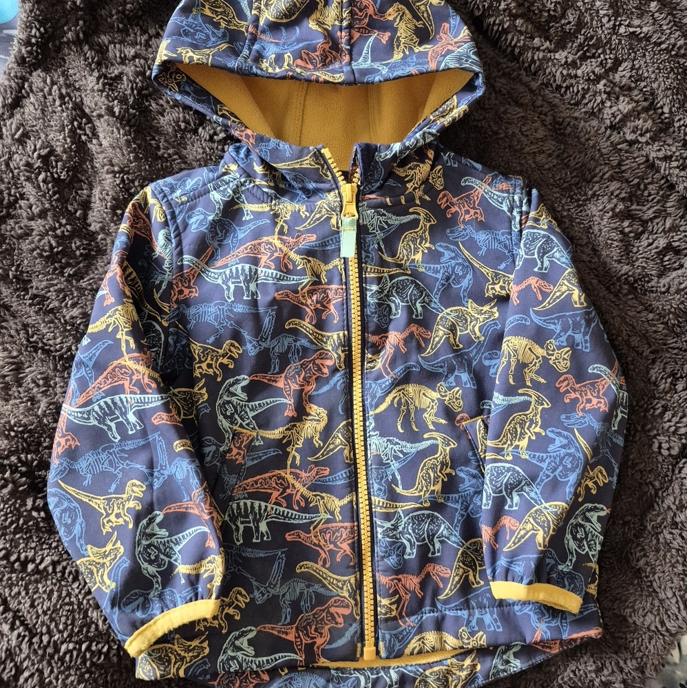 Cat & Jack Blue and Yellow Dino Hooded Jacket